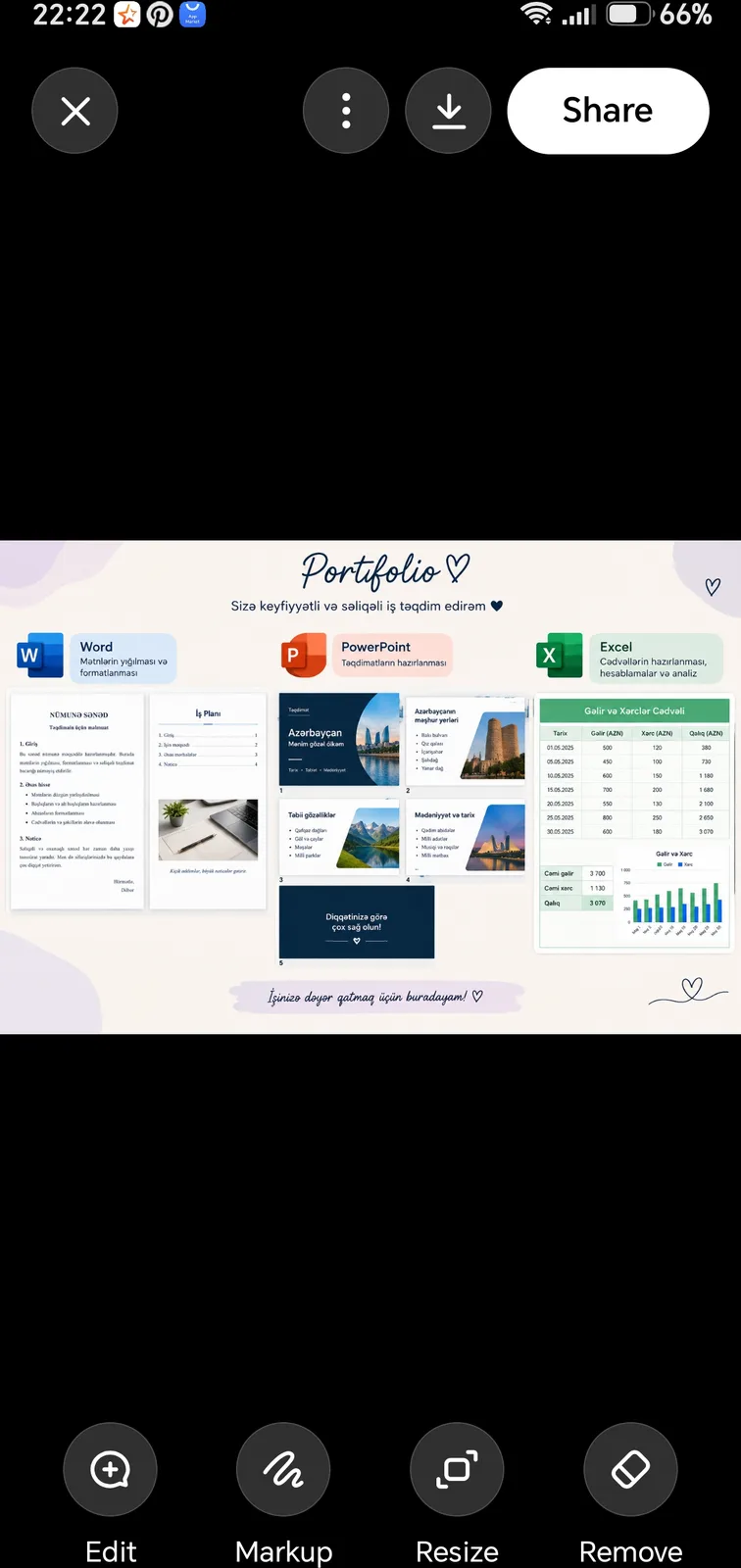 Microsoft Office proqramları üzrə iş nümunələri